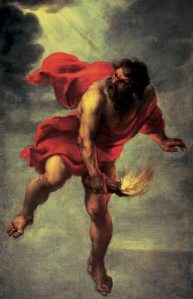 Prometheus carrying fire, by Jan Cossiers [public domain]